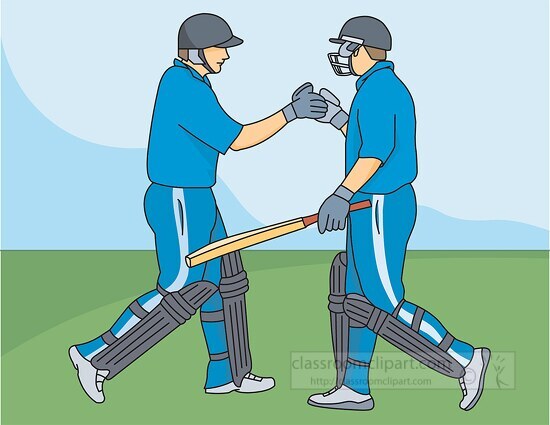 two cricket players shake hands