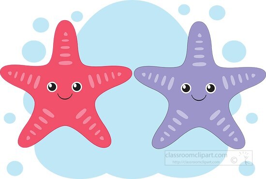 two cute cartoon style starfish side by side clipart
