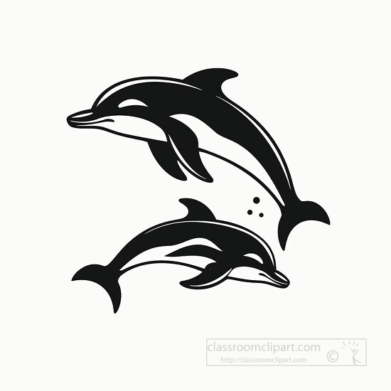 two dolphin black outline printable clip art