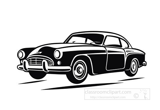 two door Classic Car silhouette style black lines clip art