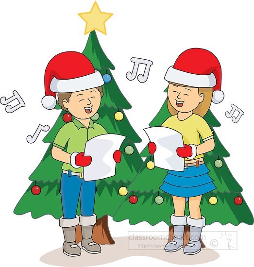 two kids christmas caroling