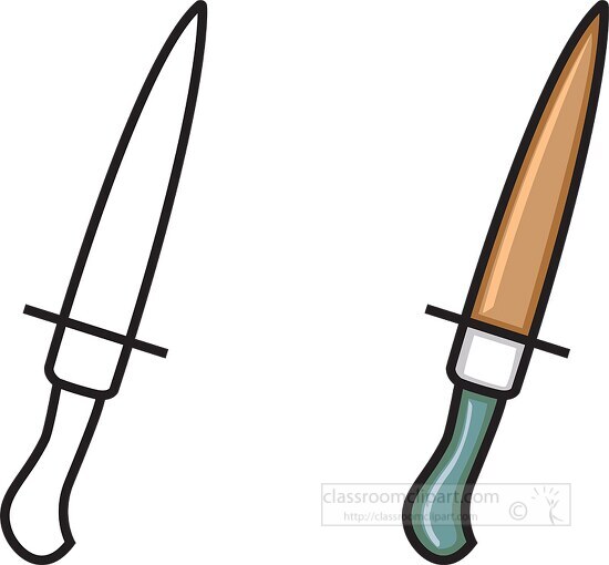 two knives one with black outline clip art