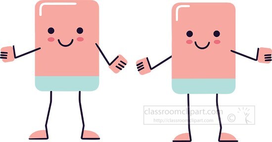 two rectangle shape cute cartoon characters