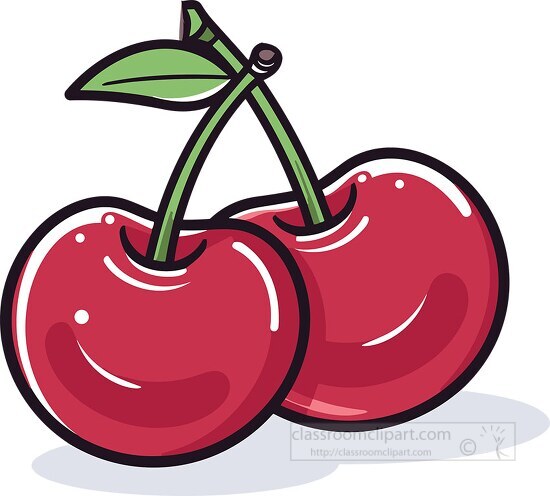 two red cherries with stem clip art