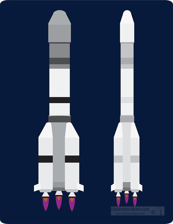 two rockets in space gray color clipart