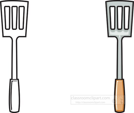 two spatulas one black outline clip art