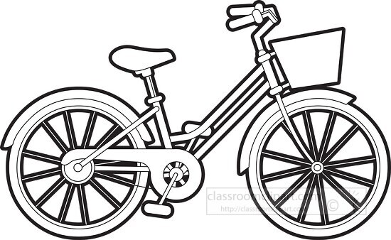 Two Wheeled kids bicycle printable black outline clipart