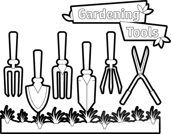 types of gardening tools clipart printable cutout