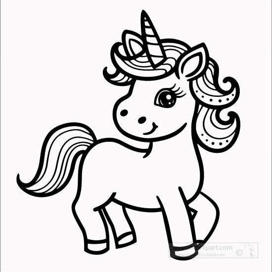 unicorn with a cheerful cute face