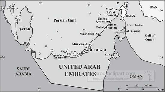 United Arab Emirates country map gray color