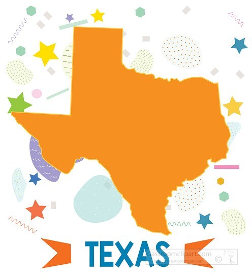 usa texas illustrated stylized map
