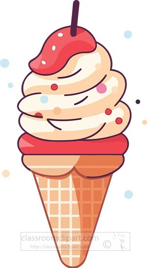 vanilla strawberry ice cream in a cone clip art