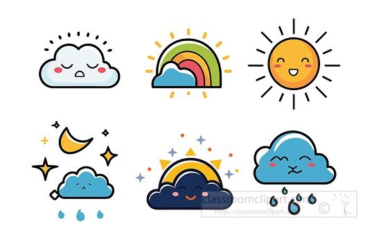 variety of icons representing different weather conditions