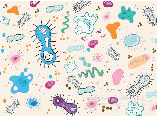 various bacteria microbes pattern clipart