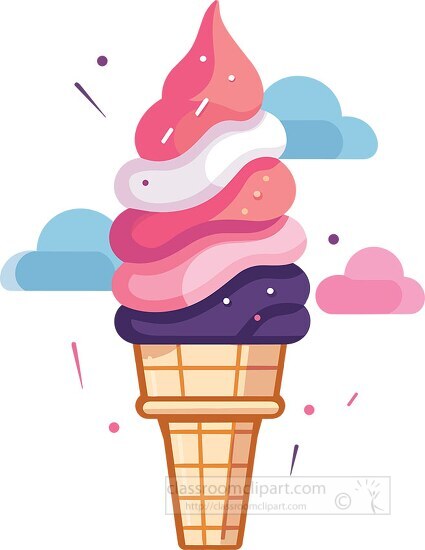 various color ice ceam swirls on a cone clip art
