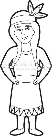 History Outline Clipart-native american indian man in traditional ...