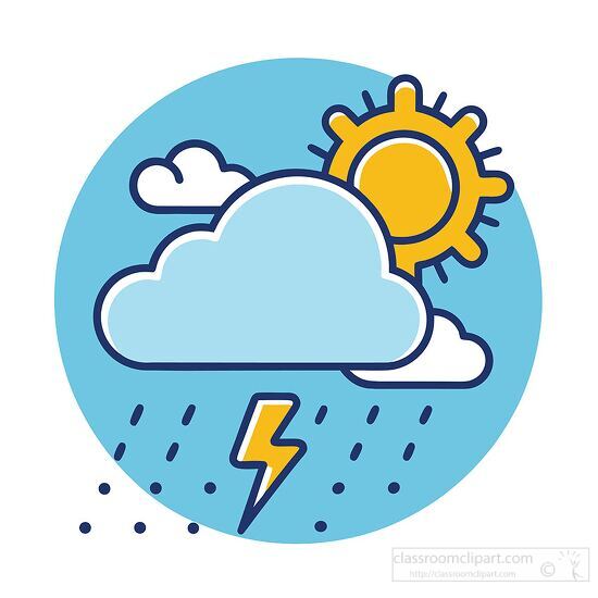 Vector icon of a cloud with a sun clouds lightning bolt clipart