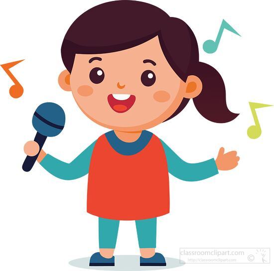 vector illustration of a girl singing with a microphone in hand