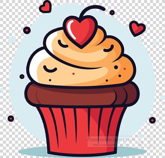 vector illustration of chocolate cupcake topped with vanilla fro