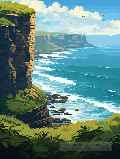 vector illustration royal national park australia coastal cliffs