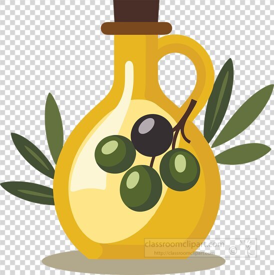 vector image of a classic olive oil bottle accented with olive b