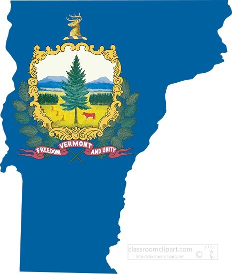 vermont state map with state flag overlay clipart