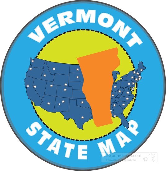 vermont state map with us map round design