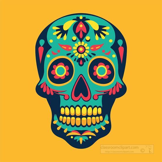 vibrant and colorful Day of the Dead skull