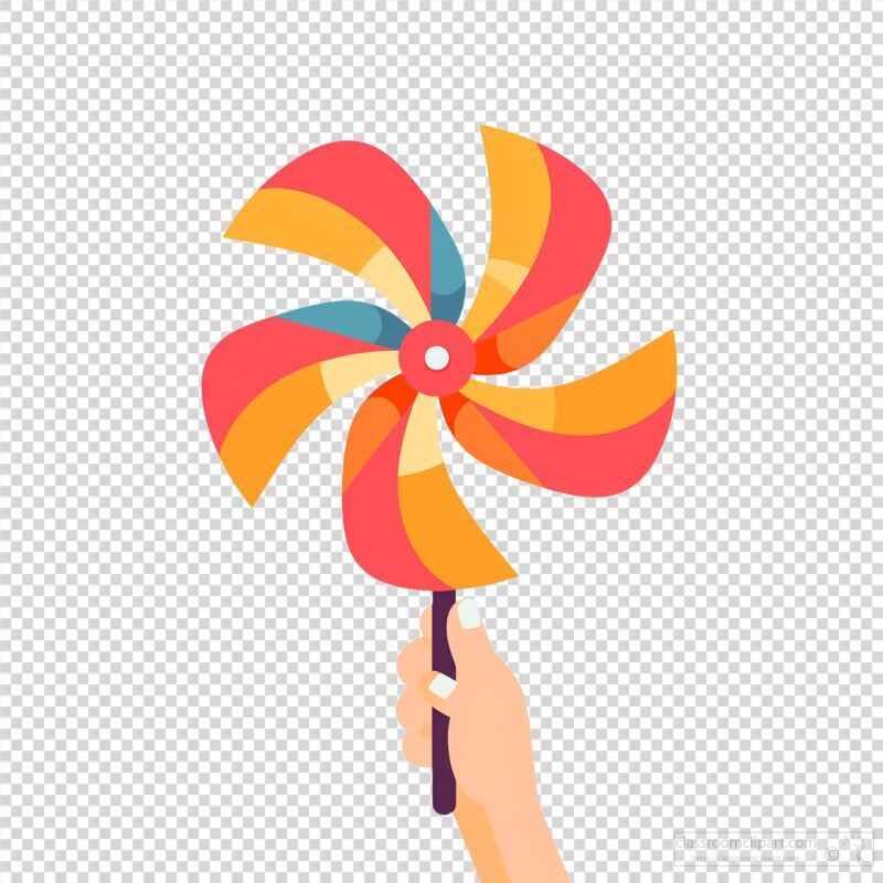 Vibrant Handheld Pinwheel Spins in Bright Colors