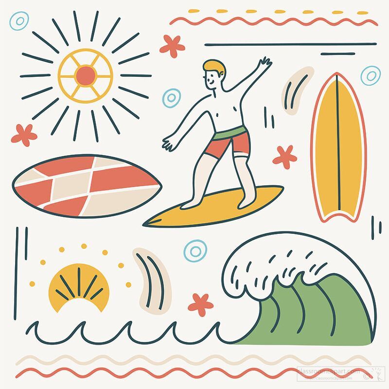 Vibrant Surfing Illustration