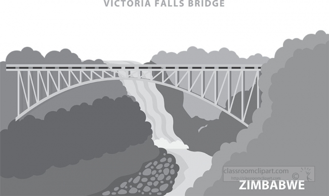 victoria falls bridge zimbabwe africa vector gray color clipart