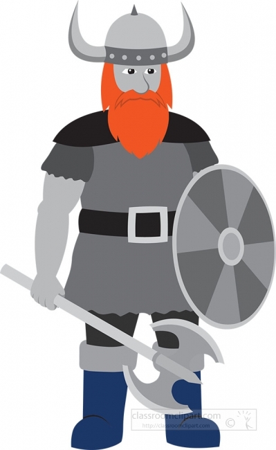 viking warrior character with shield educational clip art graphi