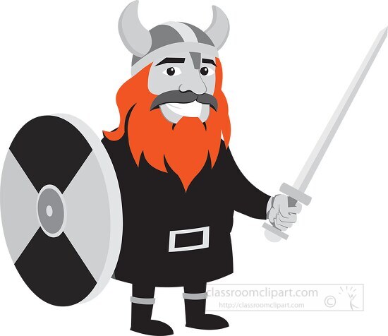 viking warrior with shield and sword vikings clipart