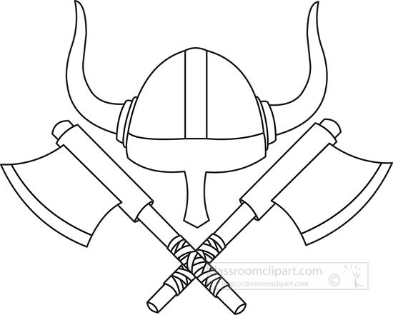 vikings helmet weapon black outline