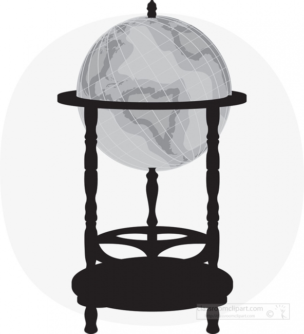 vintage globe on stand gray color clipart