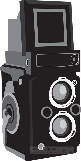 vintage twin lens reflex camera gray color clipart