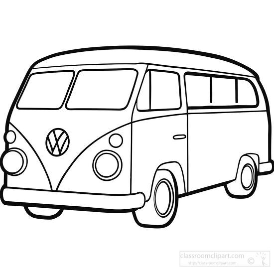 Volkswagen van in black outline drawing
