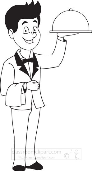 waiter black outline clipart