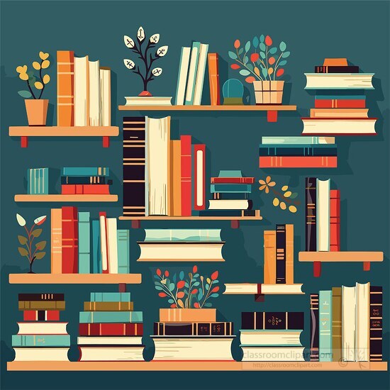 shelf of books clip art