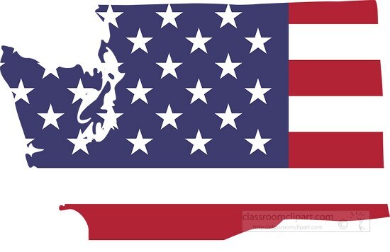 washington state map with american flag