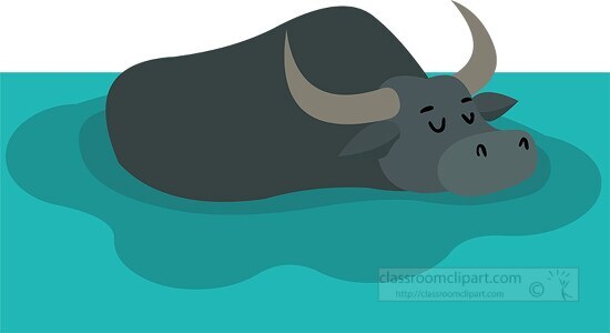 Water Buffalo resting in water
