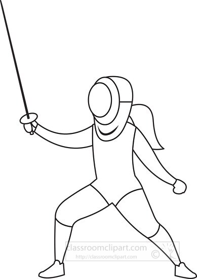 wearing protective gear holding a sword black outline clipart