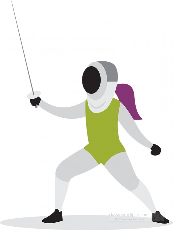 wearing protective gear holding a sword Fencing gray color clipa