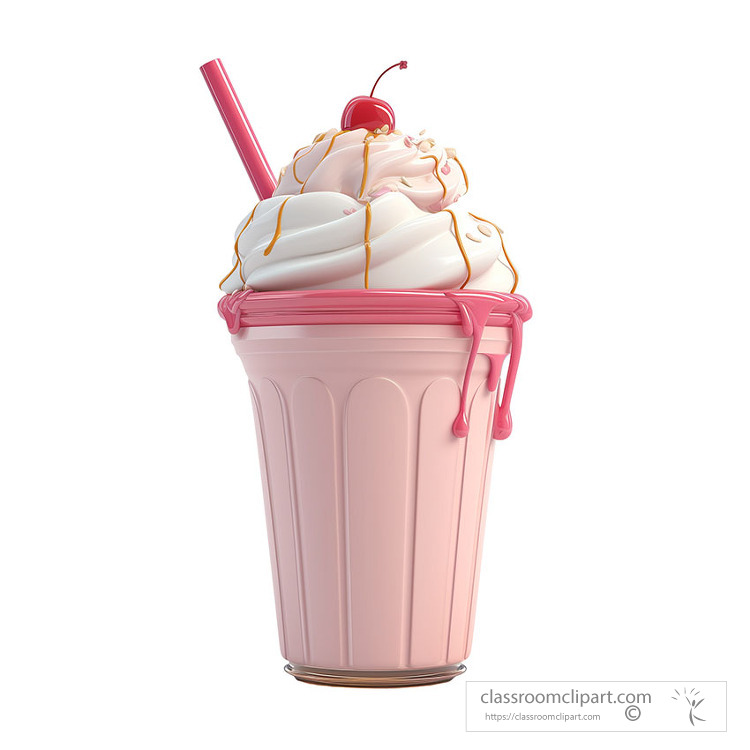 whimsical depiction of a creamy milkshake 3D clay style