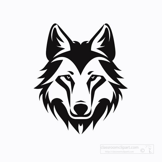 wolf face icon black outline clip art