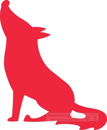 wolf howling red silhouette clipart