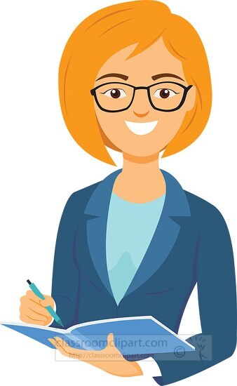 woman corporate CEO writing notes clipart