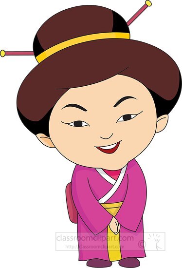 woman in treditional chinese costume smiling clipart