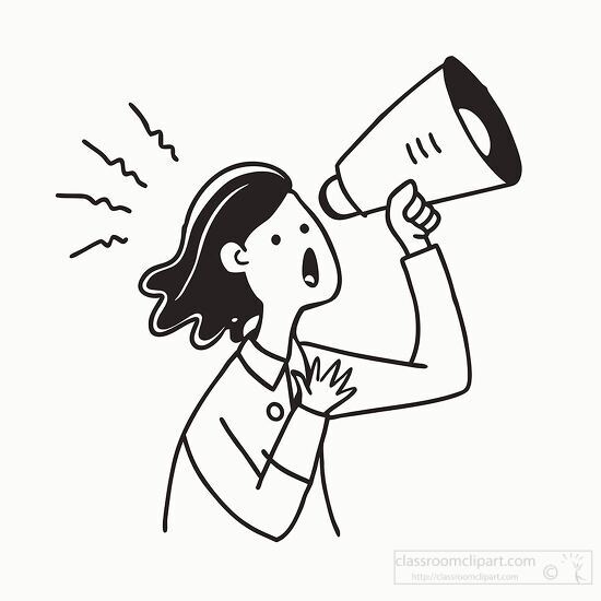 woman making an announcement with a megaphone