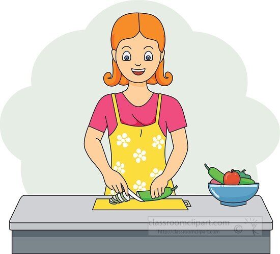 woman preparing cutting vegetables